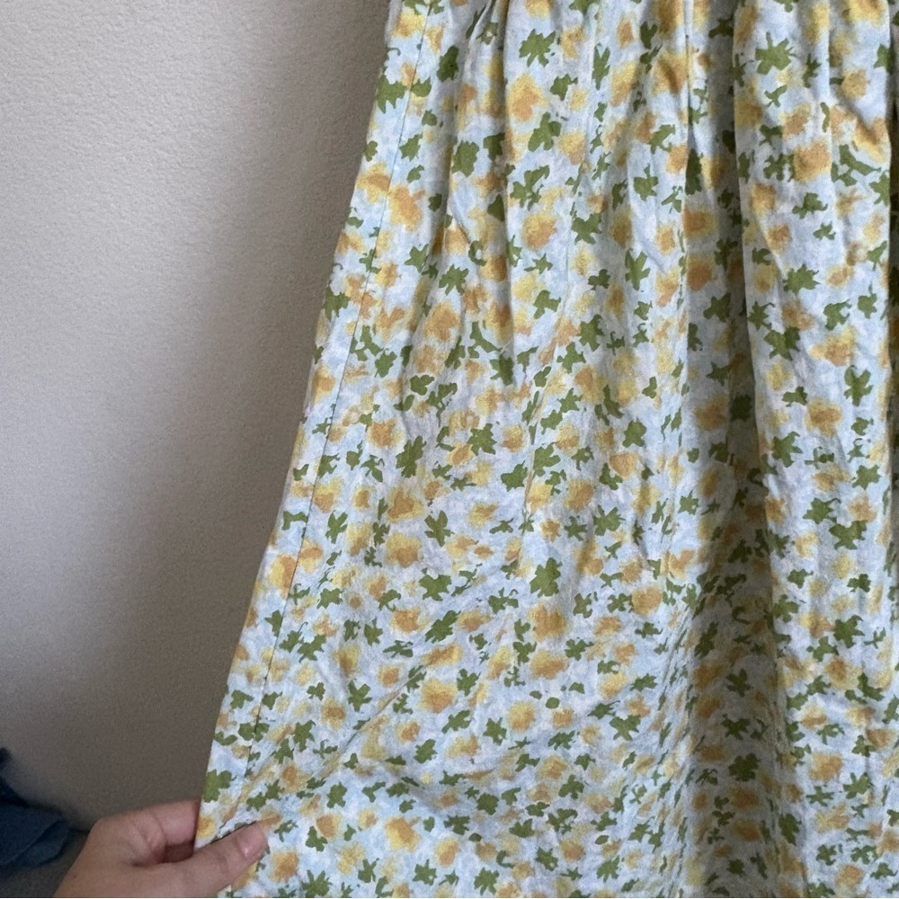 Free People Midi Floral Dress Baby Blue, Green and Yellow- size M - Picture 6 of 15